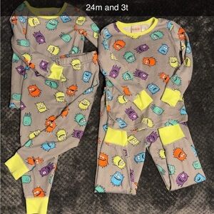 Colorful Monster Print Kids Pajamas